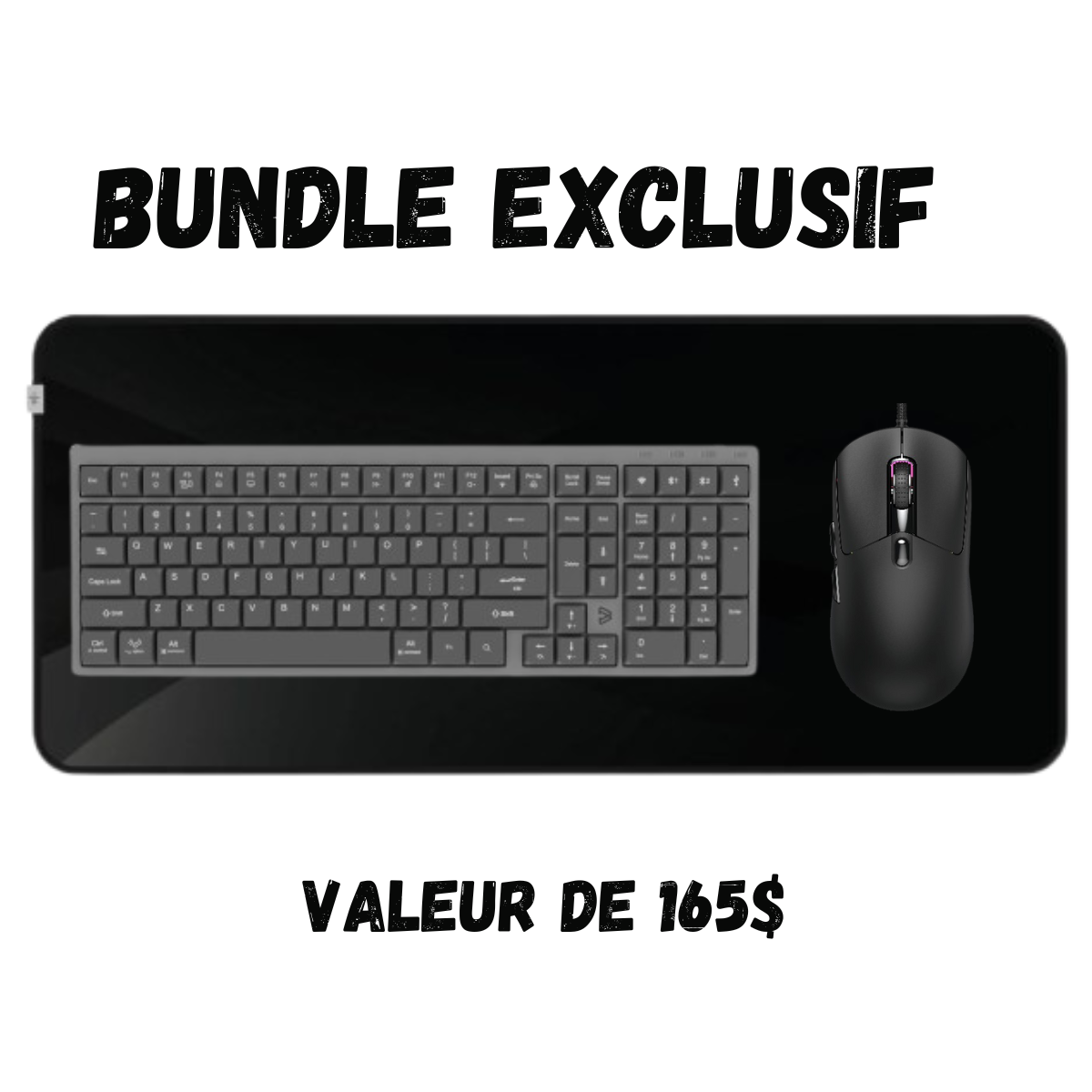 Bundle Gaming 3-en-1 – Clavier mécanique, souris et tapis XL