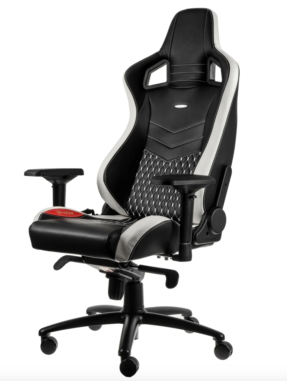 Chaise de jeu EPIC - noir/rouge/blanc - Cuir véritable