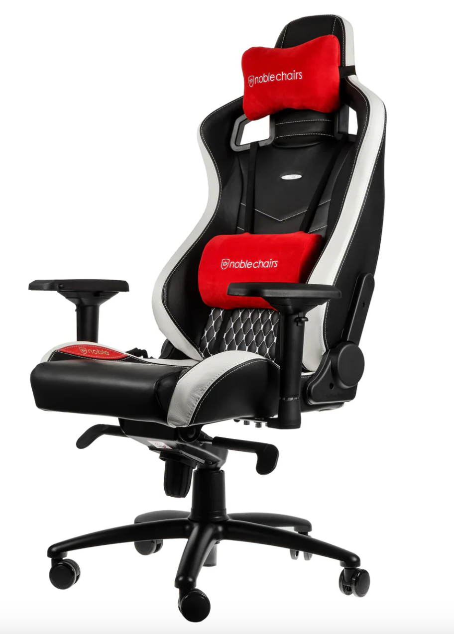 Chaise de jeu EPIC - noir/rouge/blanc - Cuir véritable