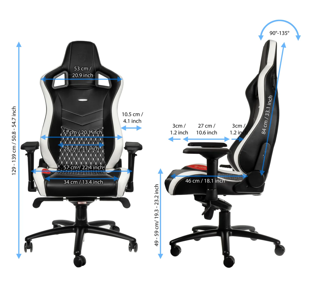 Chaise de jeu EPIC - noir/rouge/blanc - Cuir véritable