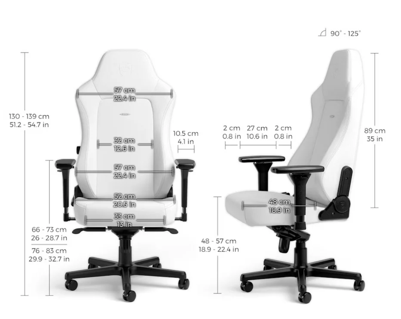 Chaise de jeu HERO - Édition blanche - Similicuir vegan